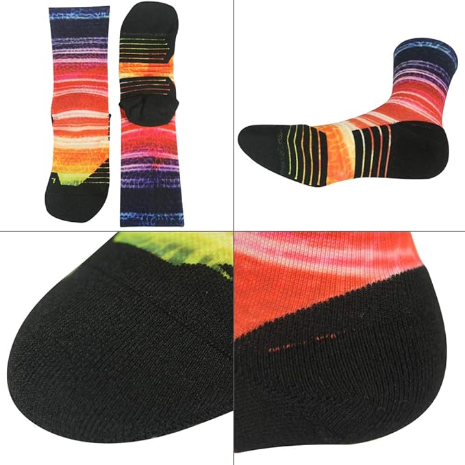 HUSO Cycling Socks for Men Women, Novelty Bike Socks Fun Running Basketball Athletic Crew Socks 3, 4, 7 Pairs