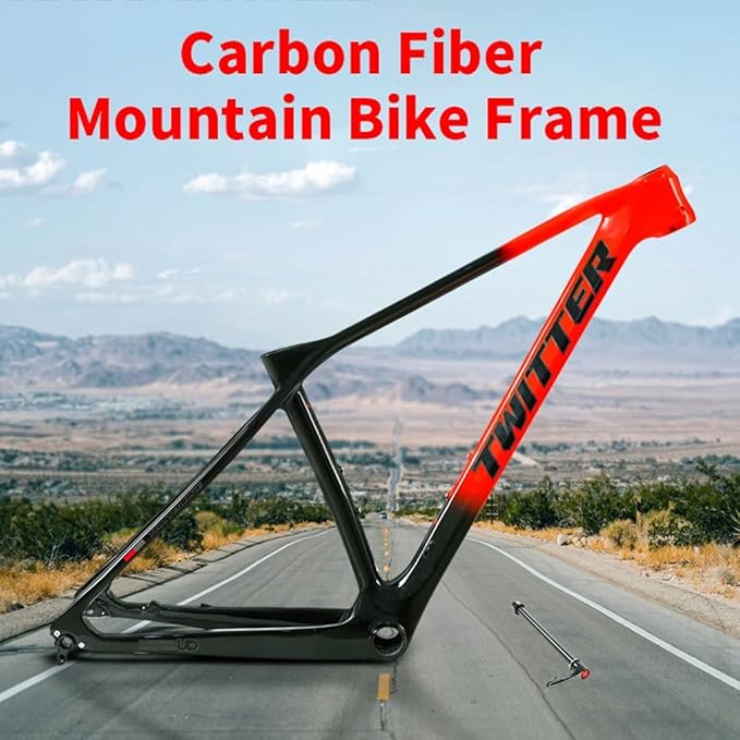 Carbon Fiber Bike Frame 27.5er 29er XC Hardtail Mountain Bike Frame 15''/17''/19'' Disc Brake Frame Thru Axle 148mm Universal 142mm(Silver,27.5 * 15'')