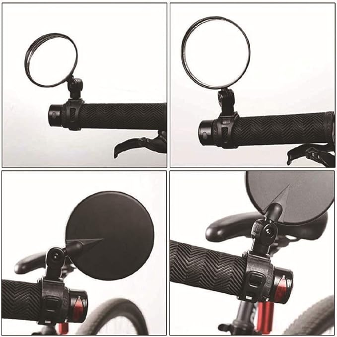 Lomodo 4 Pieces Bicycle Rear View Mirrors Bike Cycling Adjustable Mirrors Rotatable Handlebar Mounted Plastic Side Convex Mirror for Mountain Road Bike in 2 Size (3 inch and 2.28 inch)