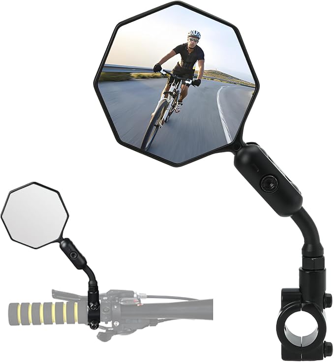 Bike Mirror, 1 pcs Bike Mirror Handlebar Mount,HD,360° Adjusted Bike Rear View Mirror, Anti-impact/explosion/glare, Fits for Mountain Bikes,E-bike, Bicycle,Scooter,Left/Right Universal