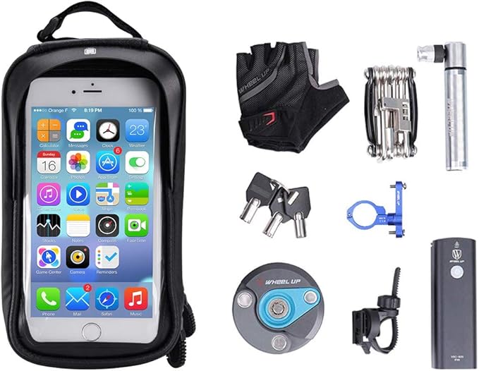 Bike Frame Bag, Bike Phone Mount, Waterproof Bicycle Handlebar Bag Cycling Front Top Tube Pouch Pannier Bike Phone Holder Stand for iPhone 16 15 14 13 12 11 Pro Max XS Samsung Smartphones Below 6.5''