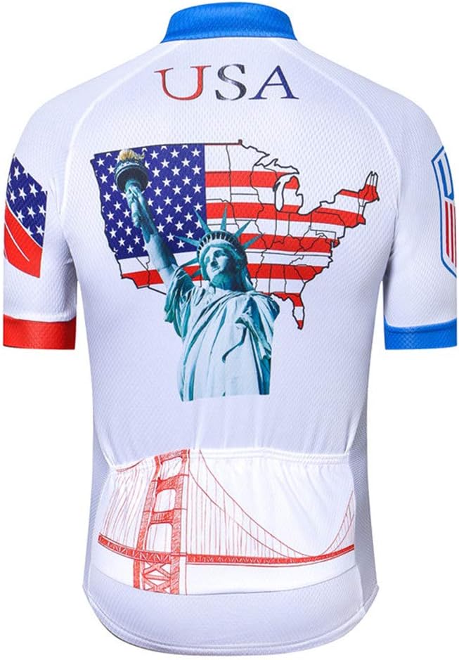 JPOJPO USA Cycling Jersey Men Road Bike Shirt Summer Biking Tops Short Sleeve Bicycle Clothes Cycle Wear Breathable