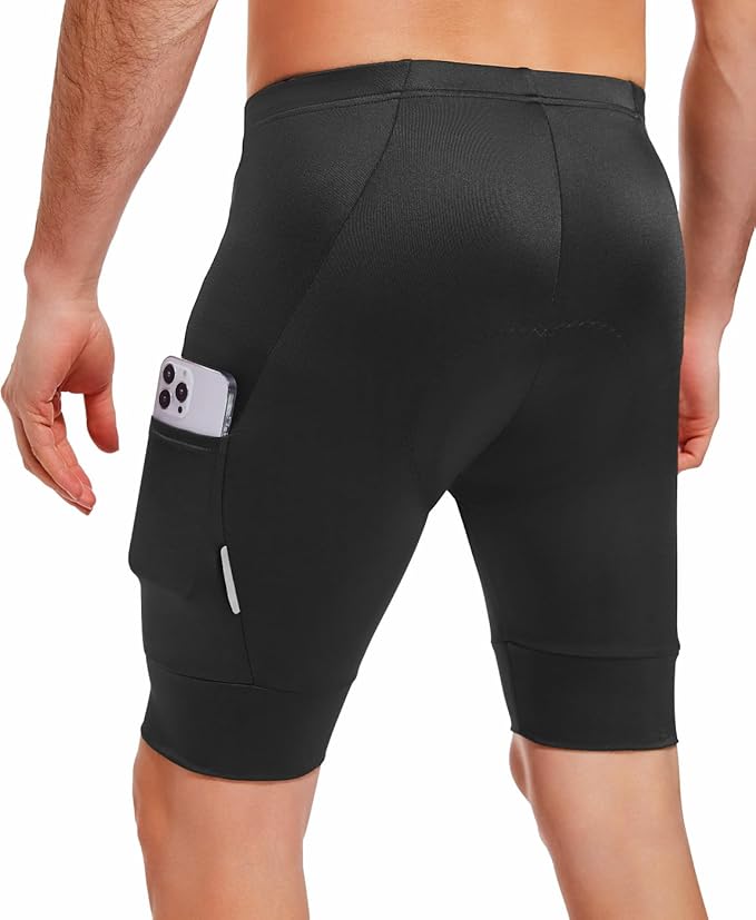 qualidyne Men's Cycling Shorts 4D Padded Bike Biking Shorts Road Riding Bicycle UPF 50+ Cycle Shorts Pockets