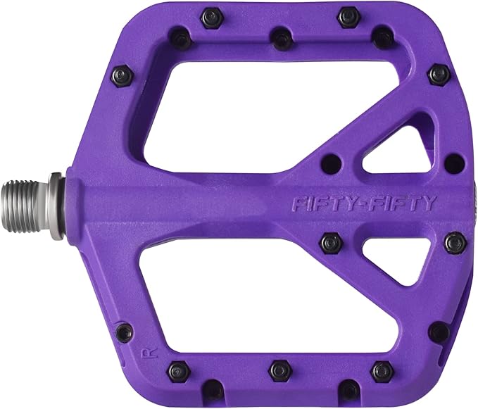 FIFTY-FIFTY Mountain Bike Pedals, Non-Slip MTB Nylon Composite, 9/16" Bicycle Pedals, Lightweight and Wide Flat Platform