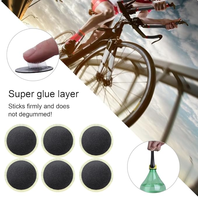 Bike Tire Repair Kit, Inner Tube Bike Patch Glueless Self Adhesive Patches,Rasp for Road and Mountain Bikes