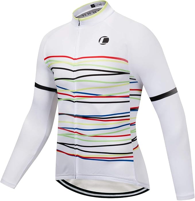 Coconut Ropamo CR Long Sleeve Cycling Jersey Mens, 3+1 Zipper Pockets Bicycle Tops Quick Dry Breathable Biking Shirt
