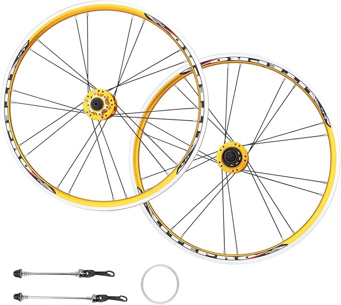 Bike BMX Folding Wheelset, Disc/V Brake QR Aluminum Alloy Double Wall Rims, 20in 22in Cycling Wheel Parts Accessories