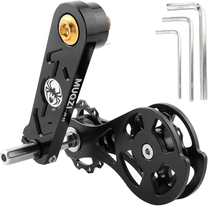 MUQZI Single Speed Chain Tensioner, Double Pulley Chain Tension Adjustment for MTB Road Bicycle Single Speed Converter