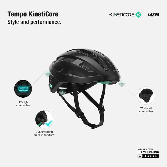 LAZER Tempo KinetiCore Bike Helmet, Lightweight Bicycling Gear for Adults, Men & Women’s Cycling Head Gear