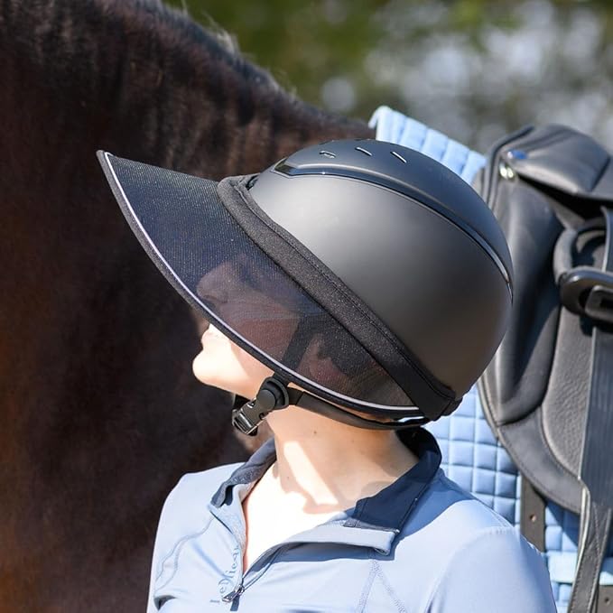 Schneiders Riding Horse Riding Helmet Visor | Sleek Sun Protection for English Helmets | Blocks 94% UV Rays | Anti-Slip, Windproof Fit | Lightweight & Durable | Color Black/Silver | Size One Size