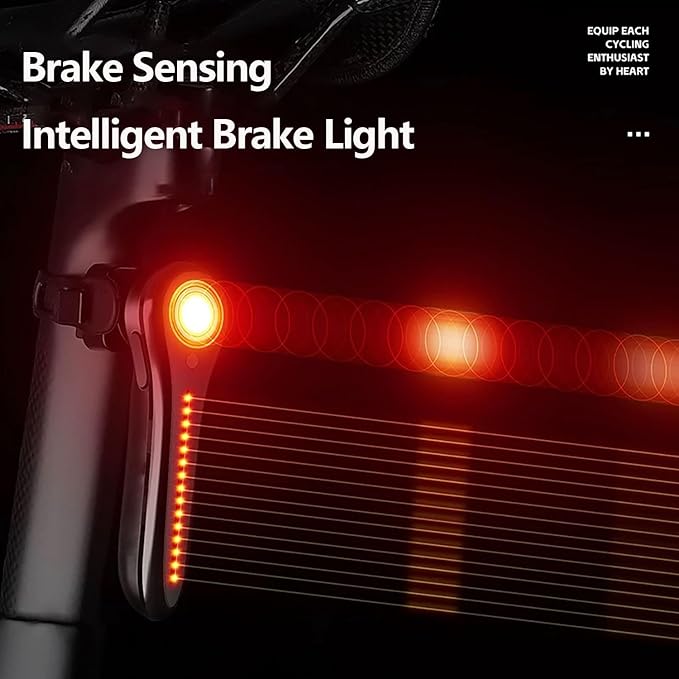 Smart Bike Tail Light,120 Lumen Bicycle Tail Light. Brake Sensing Rear Lights, Auto On/Off, Waterproof, USB Rechargeable, Ultra Bright LED Warning Back Bicycle Flashlight, Cycling Safety Accessories