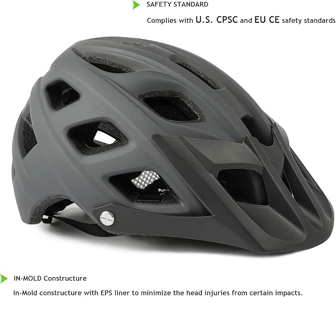 Exclusky Bike Helmet Mountain Bike Helmet for Adults Lightweight MTB Cycling Helmet for Men Women Adjustable Bicycle Helmet with Visor