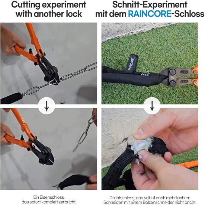 RAINCORE Light Weight Bike Cable Lock for Heavy Duti Anti Theft - 39inch (100cm) - 0.33lb (151g) - Bike Chain Lock with Chain Cutter Proof Fiber - Patented Korea - Security Cable (39 inches)
