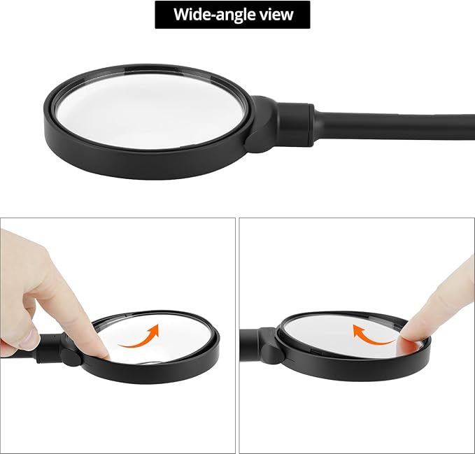 QWORK Bike Mirror Handlebar Mount, 2 Pack Adjustable Rotatable Rear View Mirror with Wide Angle Lens, for Mountain & Road Bikes (Black)