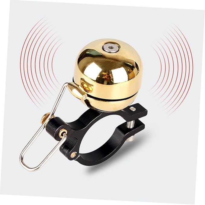 Vintage Bike Bell Loud Mini Metal Bicycle Bell Accessories for Mountain and Road Cycling, Bright Gold Single Piece for Adult Riders