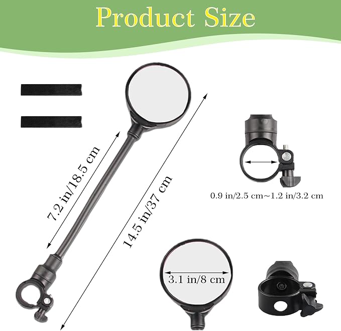Bike Mirrors Handlebar Rearview Mirror 2 Pack, 360° Adjustable Bike Handle Mirror Bar End, Cycling Rear View Mirrors, HD Acrylic Convex Lens for Bicycle, Electric Bike End Mount (2 Pack)