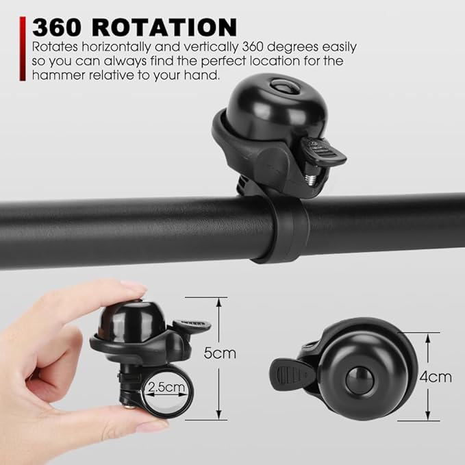 Bike Bell - Bicycle Bell for Kids Adults | 120db Classic Loud Bike Ring - MTB Mountainbike Bell with Crisp Clear Sound for MTB,BMX,City Bike,Scooter
