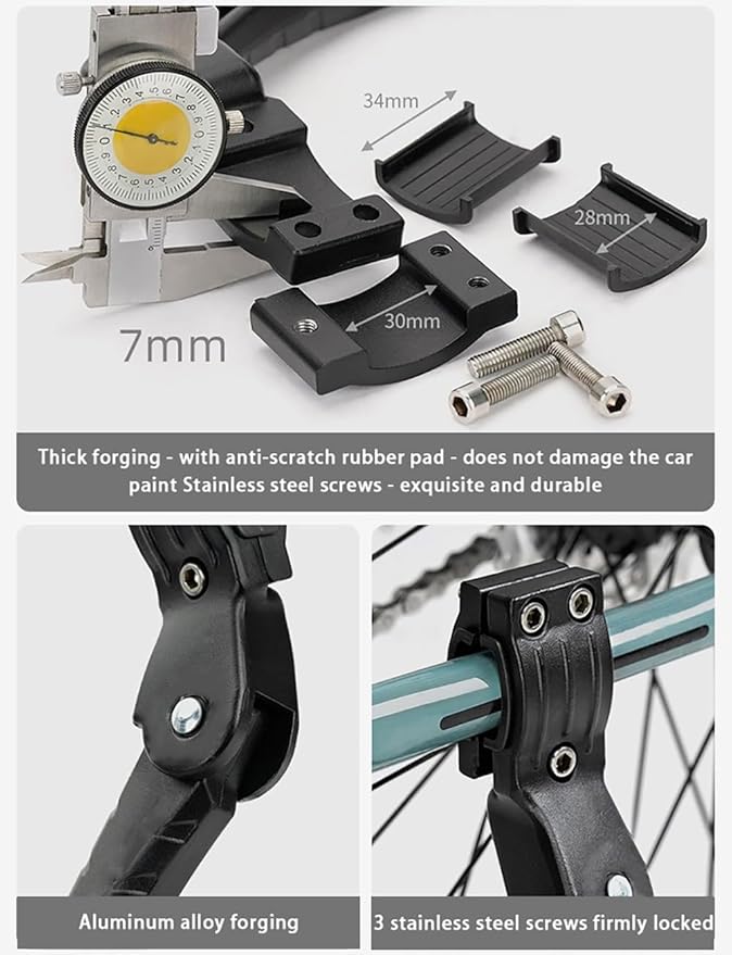 Bike Kickstand for Specialized Mountain Bikes, Aluminum Adjustable Kickstand Foot Side Stand Suppor Rear Side Bicycle Stand with Non-Slip Rubber Foot,A