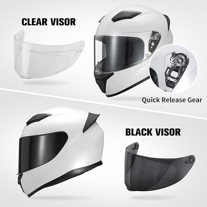 Full Face Motorcycle Helmet WS-607 DOT Approved Motorbike Racing Street Bike Helmets for Adults with Visor