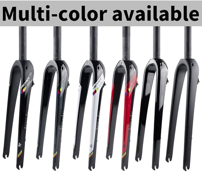 Gravel Bike Fork 700C Carbon Fiber Rigid Fork 1-1/8 Straight/Tapered Tube Disc Brake Road Bike Fork Lightweight 9mm QR Hard Forks(Black,Straight)