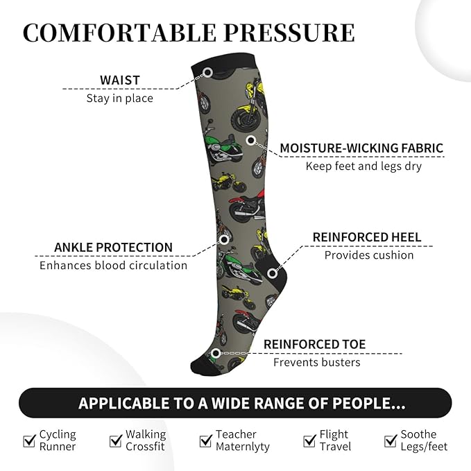 bassyil Compression Socks for Women & Men Circulation 15-20 mmHg Knee High Best Support for Nurses Travel Running Athletic