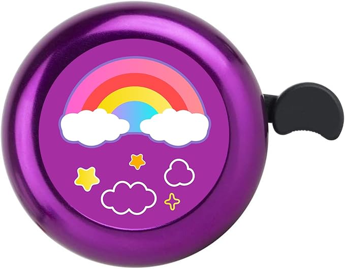 Rainbow Pattern Bike Bell for Kids Girls Boys,Adjustable Size Bicycle Bell Bike Accessories for Adult Women Men Clear Sound Bike Horns Purple