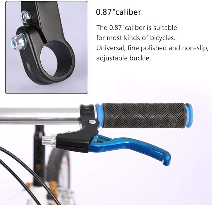 DISIWENE 1 Pair Bicycle Brake Lever, V-Brake Handlebar Aluminium Alloy Bike Brake Handle Universal 2.2cm for Most Bicycle, Road Bike, Mountain Bike (Blue)