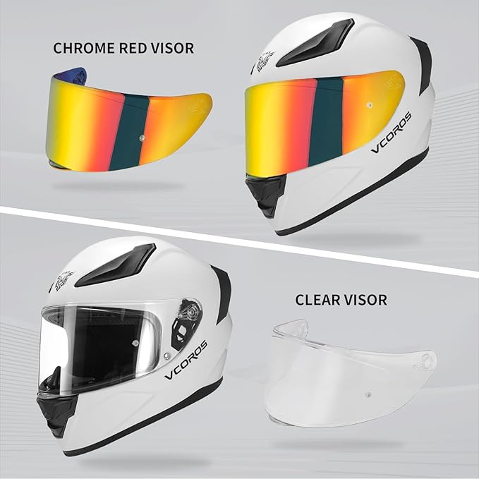 VCOROS Motorcycle Full Face Helmet for Unisex-Adults DOT Approved WS-609 Motorbike Street Bike Racing Helmets