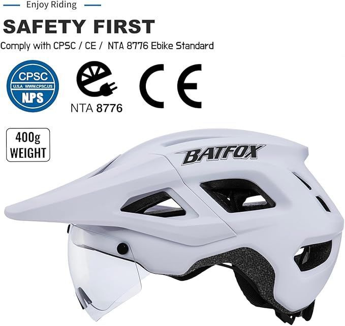 BATFOX NTA 8776 E-Bike & Mountain Bike Helmet for Adults Youth, E-MTB Cycling Helmet for Men Women (52-60CM)