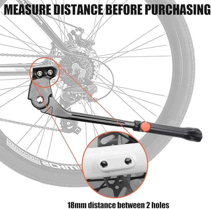 Adjustable Aluminium Alloy Bicycle Kickstand - Fit for 22" to 28" Mountain, Road, BMX & MTB (Two-hole for 22-24-26-28 inch bike)