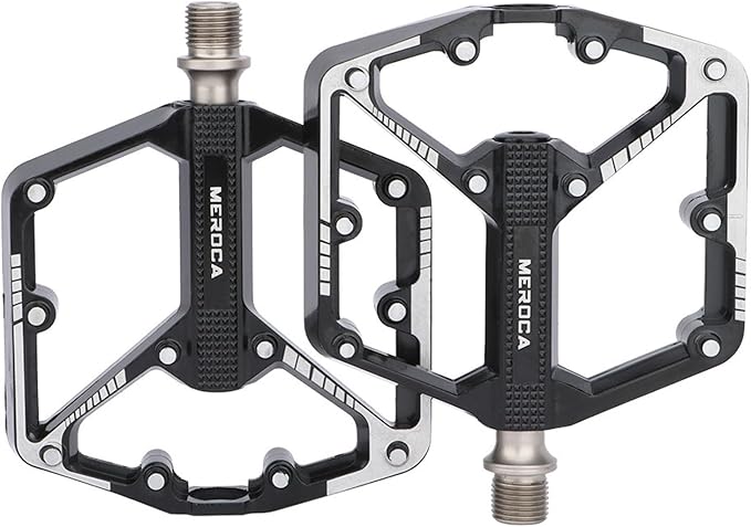 Black/Dazzle Mountain Bike Pedals, 3 Sealed Bearings Aluminum Alloy MTB Pedals with 20 Anti-Skid Pins CNC Bicycle Flat Pedals, 9/16" Lightweight Platform for Road Mountain BMX Bike