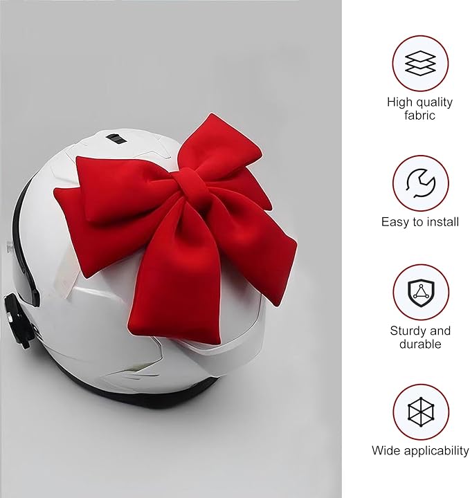 1 PC Motorcycle Helmet Large Bow Decoration, 7.9" x 10.2" Ribbon Bows for Helmet, Big Solid Color Bowknot Accessory, Cute Fashion Ornament Accessory for Motorcycle Electric Vehicle (Red)