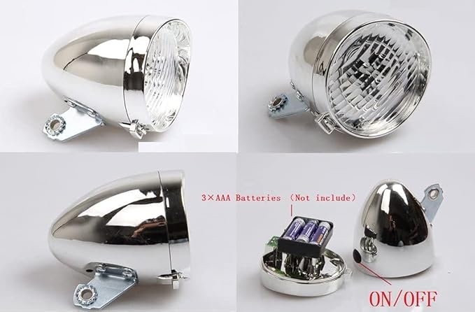BlueSunshine Vintage Retro Bicycle Bike Front Light Lamp 3 LED Headlight with Bracket