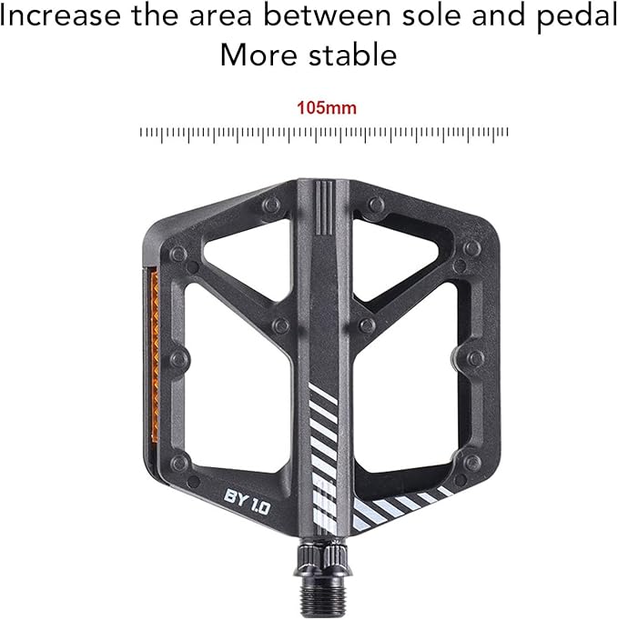 Cycle Pedal Nylon Fiber Enlarged Anti Slip Flat Platform Pedal for Road Mountain Cycle Lightweight Robust Durable Universal Fit 1 Pair (Black)