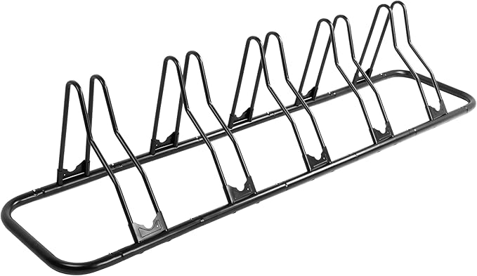 CyclingDeal Bike Rack Floor Parking Bike Stand for up to 6 Bicycles | Indoor, Home & Garage Storage Rack | Stable & Secure Bicycle Stand w/ Tire Grooves Up to 29", Holding Plates & Custom Spacing