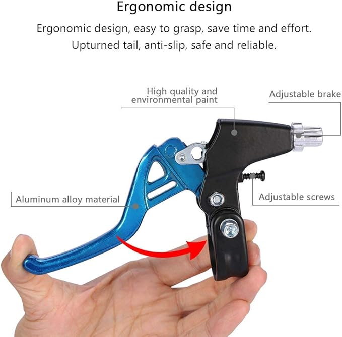 DISIWENE 1 Pair Bicycle Brake Lever, V-Brake Handlebar Aluminium Alloy Bike Brake Handle Universal 2.2cm for Most Bicycle, Road Bike, Mountain Bike (Blue)