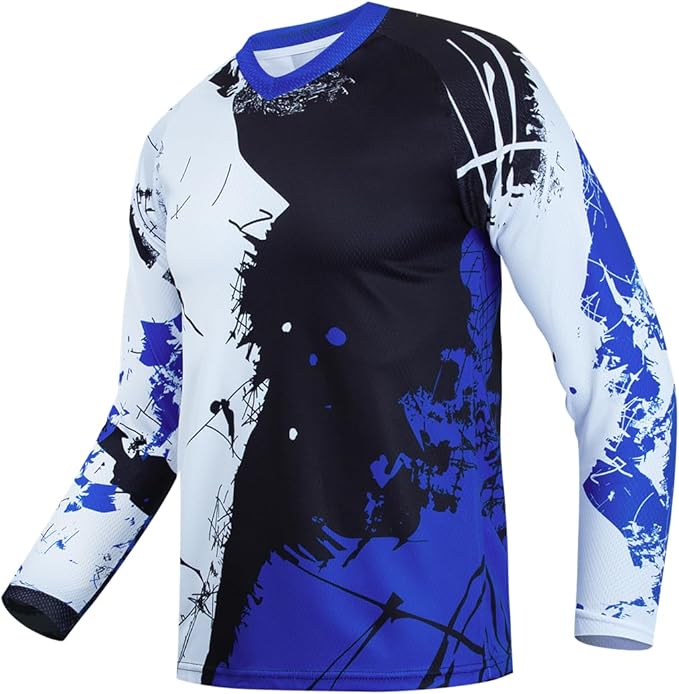 Men's Mountain Bike Jersey Long Sleeve MTB Off-Road Motocross Jersey Quick Dry Downhill&Motocross Shirts