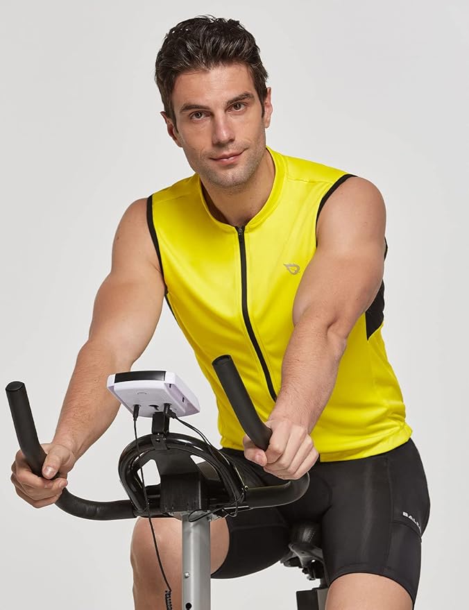 baleaf Men's Sleeveless Cycling Jersey Road Bike Shirt Bicycle Biking Tank Tops Full Zip Pockets SPF UPF50+