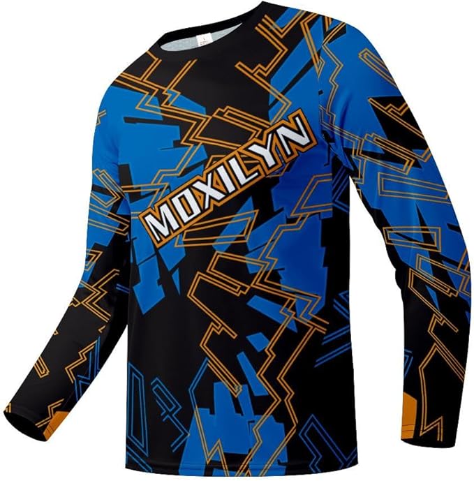 Men's MTB Shirt Long Sleeve Off-Road Motocross Cycling Jersey Mountain Bike Shirts Quick-Dry Moisture Wicking
