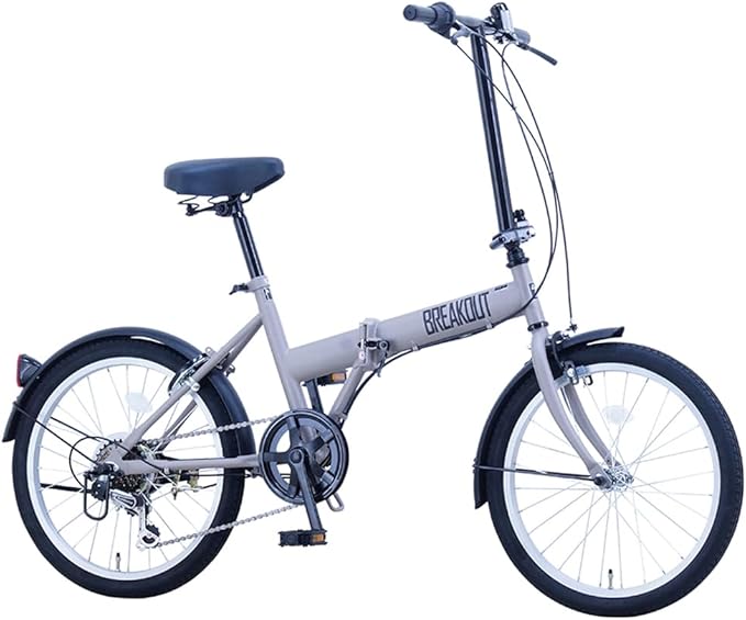 Sakai Cycle Breakout Folding 6 Speed Type Bicycle Adult Folding Shimano Exterior 6-Speed Gear with Keys, 20-Inch BROF206 Flat Gray