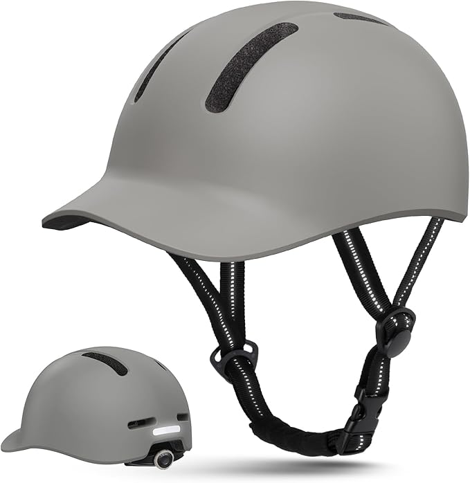 Shinmax Bike Helmet - Lightweight Adjustable Baseball Cap Style Cycling Helmet with Long Visor, Reflective Strip, for Urban Commuter, Mountain & Road Biking
