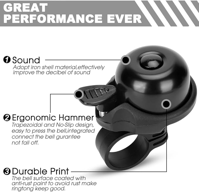 Bike Bell - Bicycle Bell for Kids Adults | 120db Classic Loud Bike Ring - MTB Mountainbike Bell with Crisp Clear Sound for MTB,BMX,City Bike,Scooter