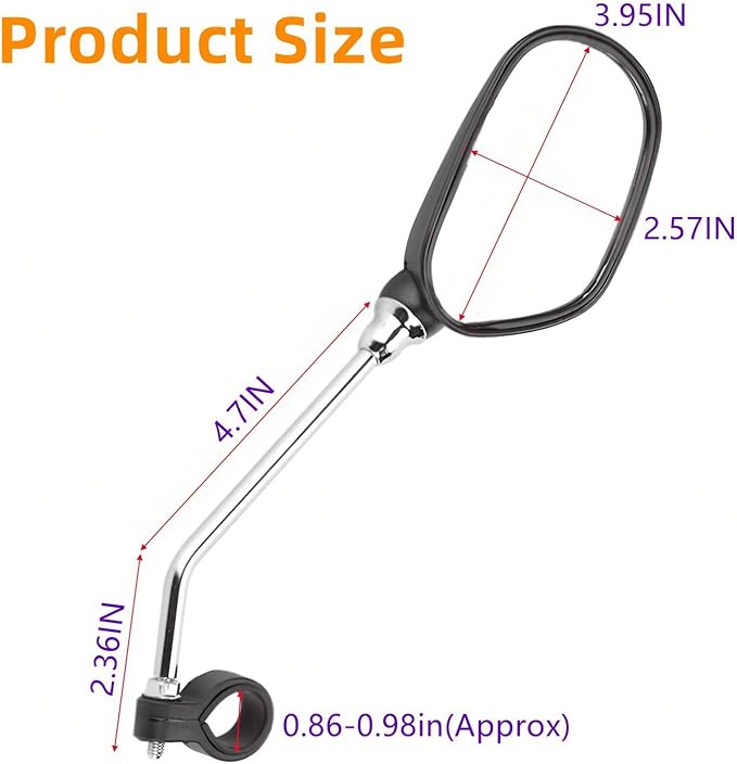 2pcs Bike Mirror Handlebar Mount 360° Adjustable, Wide Rear View Mirror Bicycle Mirrors for Handlebars with Scratch Resistant Glass,Large Wide Angl Bike Rear View Mirror for Motorcycle,Bike Accessory