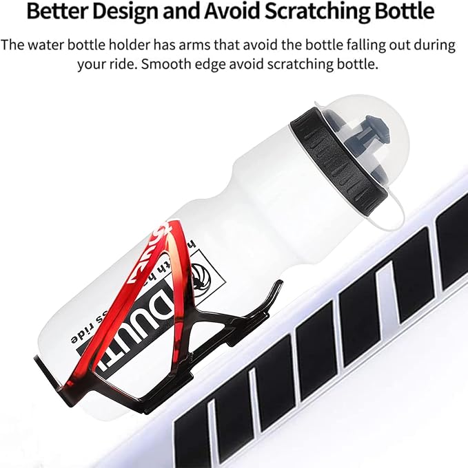 Bike Bottle Holder with BPA-Free 25oz Bike Bottle - Ultralight Plastic Cage for MTB & Roadvehicles