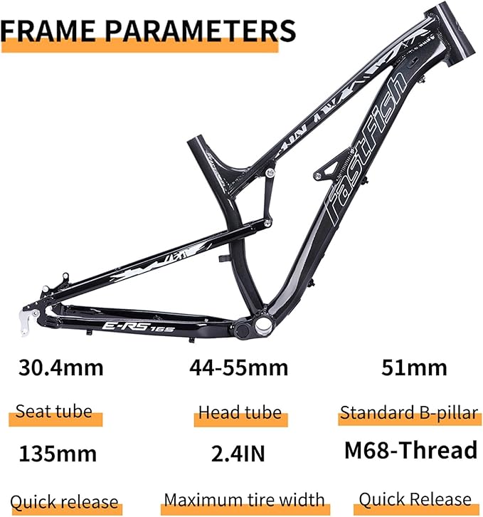 Full Suspension Mountain Bike Frame 27.5er Aluminium Alloy Softtail Frame 17'' DH/XC/AM Quick Release 135mm Frame Disc Brake Bicycles Frame