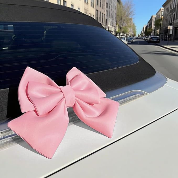 Motorbike Helmet Decor, Cute Fashion Large Bowknot Motorcycle Helmet Ornament, Automotive Exterior Rear Bumper Decoration for Girls Women, Universal for Truck Motorcycle Sedan (Pink)