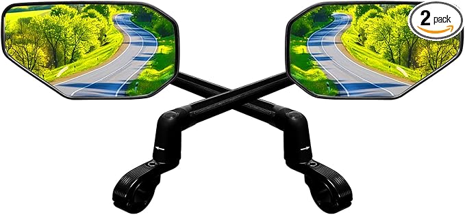 2PCS Bike Mirror, New Foldable Bicycle Mirror for Handlebar, 360°Adjustable Bar End Rear View Mirrors for E-bike, Mountain Bike, City Bikes & Scooter (Left&Right 0.87-1")
