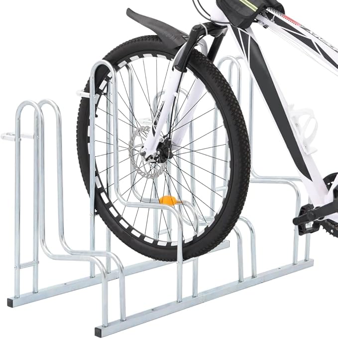 Galvanized Steel Floor Freestanding Bicycle Stand for 4 Bikes, 4 Bikes Floor Bike Stand, Bike Floor Parking Rack for Indoor & Outdoor Garage Storage,-869
