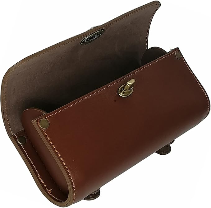 WUYAN Bike Handlebar Leather Bags Under Seat Retro Classical Mountain MTB Road Bike Leather Bag for Cell Phone， Saddle Tail Rear Pouch Seat Storage Cycling Case Carry Accessories