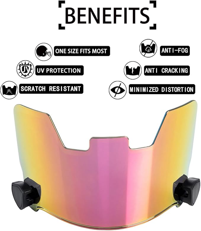 Football Visor Helmet Clear Visor, Scratch Resistant, UV Block, Anti-Fog, Anti-Cracking. Fits Youth and Adult Football Helmets.